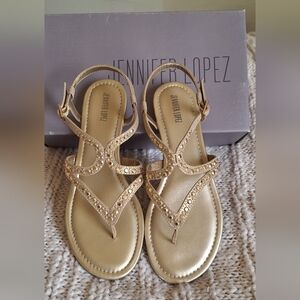 Jennifer Lopez Gold Embellished Sandals